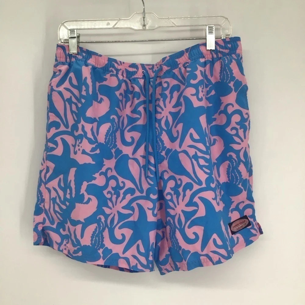 Vineyard Vines Men’s Printed Chappy Swim Trunks Starfish Seahorse Size Medium